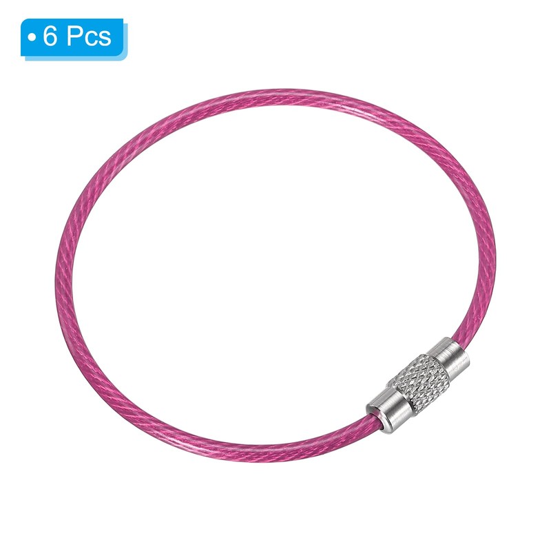 [PATIKIL] 6PCS 150mm Length Wire Keychain Cable Stainless Steel 2mm
