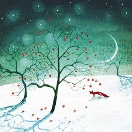 Charity Christmas Cards (ALM1345) - Apples and Fox in the Snow - Pack of 8 Cards - Sold in Aid of the Stroke Association