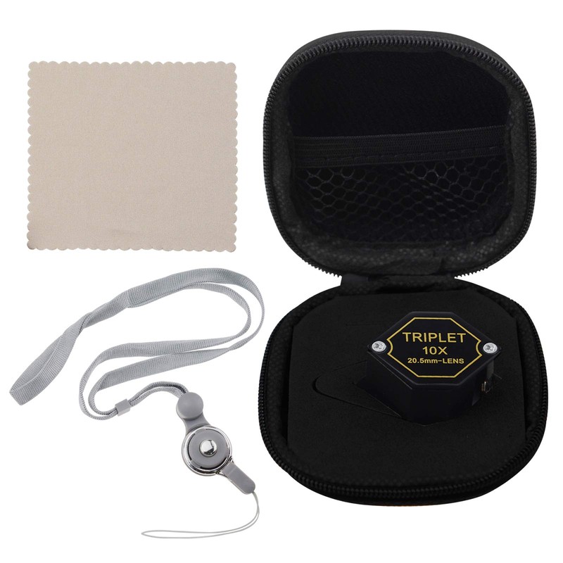 10x Magnifier Jewelry Loupe 20.5mm Triplet Lens Optical Glass Pocket