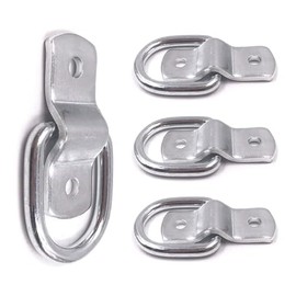 Kdtoll Set of 4 Lashing Eyelets for Trailers with Screws and Bracket – Trailer Lashing Eyelets Stainless Steel – Load 400 kg – D Ring Lashing Eyelets for Load Securing Trucks, Boats, Cars, Kayak