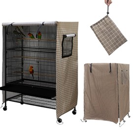 bangminda Parrot Cage Cover, Washable, Good Night Bird Cage Cover, Waterproof Parrot Cage Cover, Blackout for Home Use (Brown Checked)