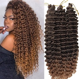 3 Packs Ocean Wave Crochet Hair 22 Inch Deep Wave Crochet Hair Synthetic Curly Braiding Hair Crochet Hair for Black Women (T30, 22 Inches)