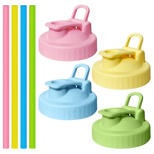 4 Pack Wide Mouth Mason Jar Lids with 4 Silicon