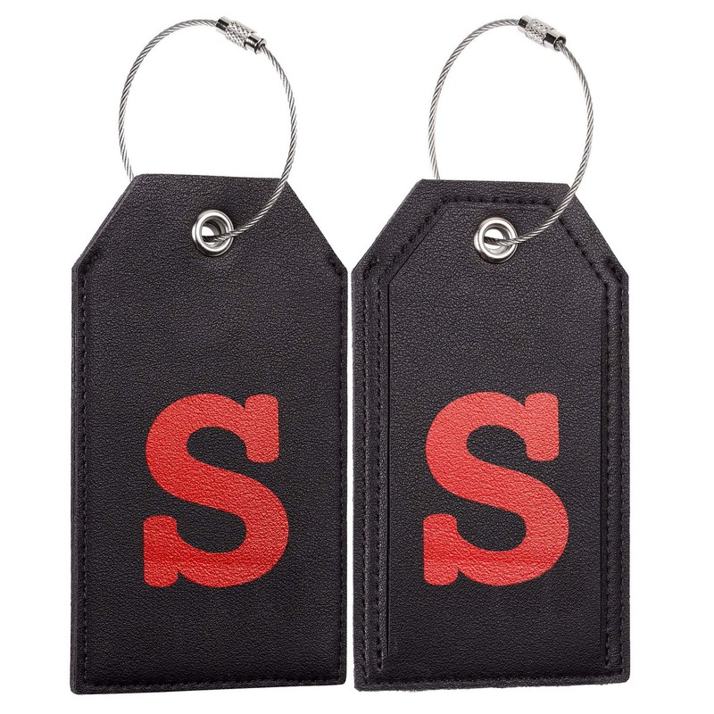 Casmonal Initial Leather Luggage Tag Travel Bag Tag Fully Bendable