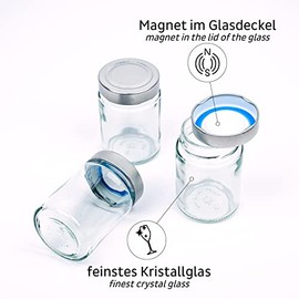 silwy silwy? Feinkost-Magnetgl?ser 6er Set CLASSY mit integrierten Magneten und inkl. zwei Metall-Leiste in BLACK