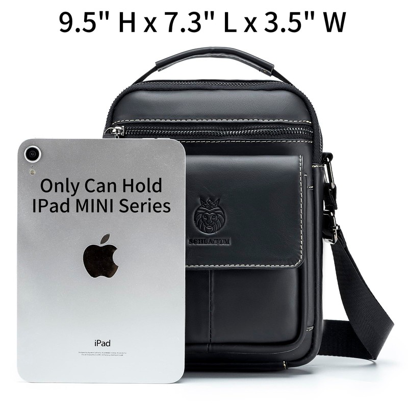 SCHLATUM Small Leather Messenger Bag for Men, Man Bag Crossbody,
