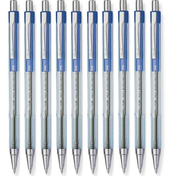 Pilot Better Retractable Ballpoint Pens, Blue color rollerball Fine Point,