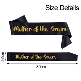 Shining She Hen Party Accessories Sashes, 1 PC Black Mother of The Groom Sashe for Hen Party Wedding Bridal Shower Party Decorations