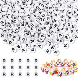 Pack of 500 Letter Beads R for Bracelets, Round Letter Beads for Threading Letter Beads, Bracelets Making Yourself, for DIY Jewellery and Crafts