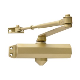 Door Closer for Interior and Light Commercial Door Use Power Size #3 Cast Aluminum Standard Duty Door Closer Automatic Closing and Latching Painted Gold Finish Lawrence Hardware LH303