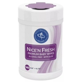 HealthandOutdoors Nice'n Fresh Premium Baby Wipes (140 Count Can) Alcohol Free with Aloe