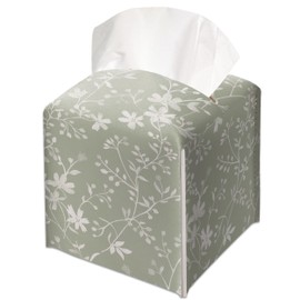Sage Green Leaves Decorative Leather Tissue Box Cover - Tissue Box Holder Gifts for Women Family and Friends Funny Unique Home Decor Decorative for Kids Room Kitchen Bathroom Office - A15