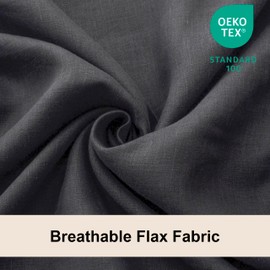 CHUFFED Linen Pillowcases 2 Pack 100% Linen Standard Pillow Cases, Breathable and Cooling Washed Pillowshams with Zipper Closure, 20x36 Inches,Dark Grey