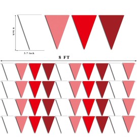 32Ft Red Bunting Banner Party Decorations Triangle Flag Pennant Garland for Wedding Birthday Baby Shower Engagement Carnival Picnic Outdoor Garden Hanging Festivals Decor Supplies- 40Pcs
