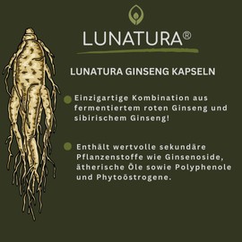 Lunatura - Ginseng Capsules - Fermented Siberian and Korean Ginseng - Vegan - 60 Capsules