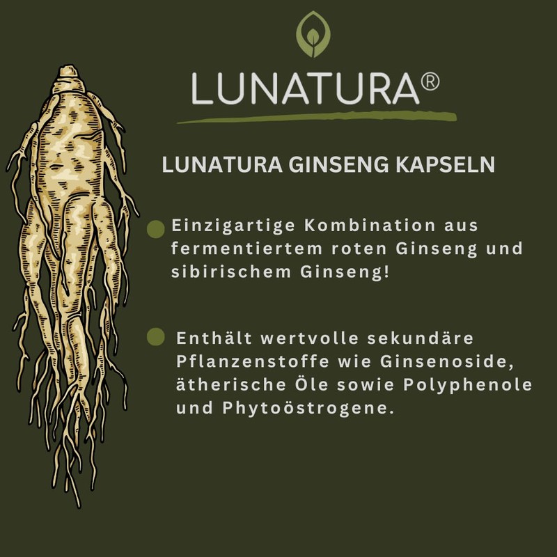 Lunatura - Ginseng Capsules - Fermented Siberian and Korean Ginseng