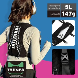 Running Vest - Running Backpacks Women Men - Lightweight Functional Hydration Pack 5L - Adjustable Reflective Running Hydration Pack for Running Cycling Hiking Climbing Marathon