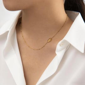 WOLONGFUHU Gold Cross Necklace for Women Stainless Steel Virgin Mary Choker Necklaces Religious Faith Jewelry Gift