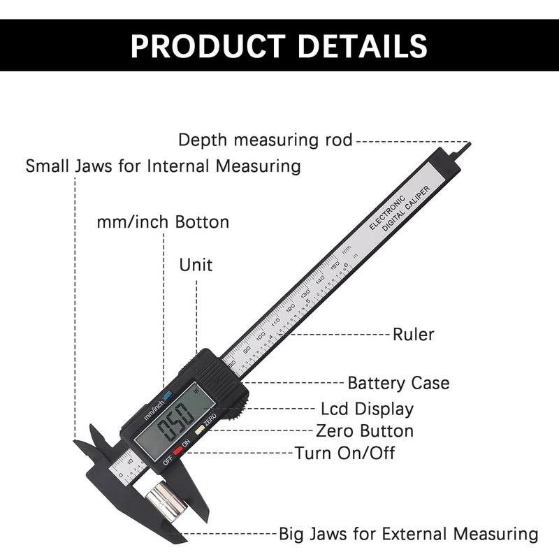 BENTRIP Electronic Calipers Measuring Tool, Digital Vernier Caliper with Large