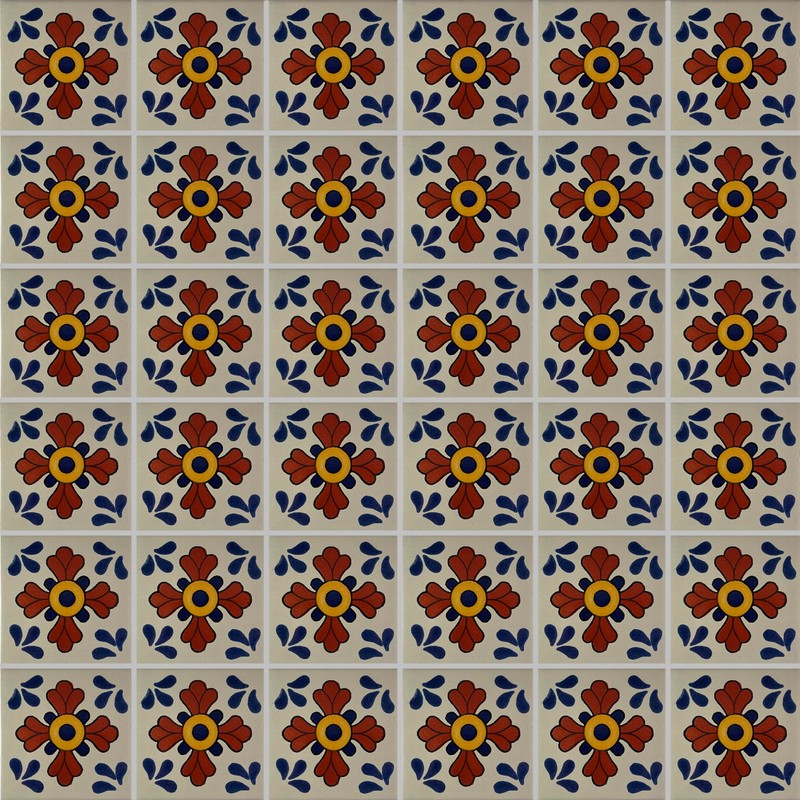 4.2x4.2 9 pcs Blue Seville Talavera Mexican Tile