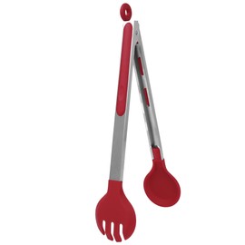 uxcell Kitchen Tongs for Cooking with Silicone Round Tip Stainless Steel Tongs Toaster Salad Serving BBQ Non-stick Locking Tong 12"