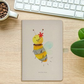 Mr. & Mrs. Panda Sketchbook, DIN A5 cotton notebook, bee flower, colour: transparent.