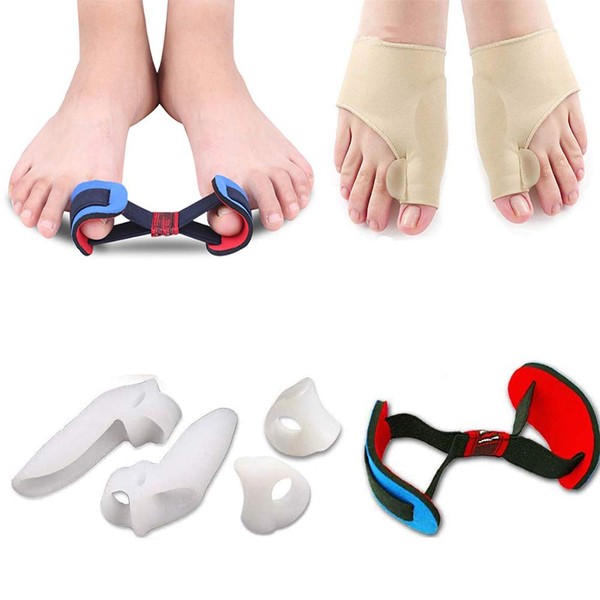 WeTest Upgraded Corrector & Bunion Relief Protector Sleeves Kit for Treat Pain In Hallux Valgus, Big Toe Joint, Hammer Toe, Separators Spacers Straighteners Splint Aid Surgery Treatment (Corrector Relief Sleeves Kit)