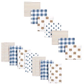 Hudson Baby Unisex Baby Cotton Flannel Burp Cloths and Receiving Blankets, 14-Piece, Little Bear, One Size