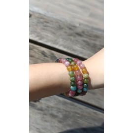 Unbranded 6mm Rainbow Tourmaline Beads Natural Crystal Healing Reiki Woman Bracelet Gift