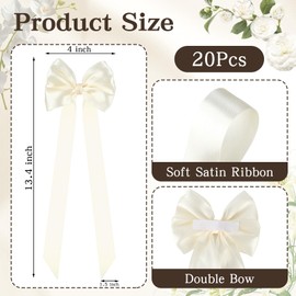 Candlestick Bows Decor White, 20pcs 13" Coquette Large Satin Bow, for Table Self Adhesive Candle Holder Gift Wrapping Wedding Bridal Shower Bachelorette Party Centerpieces
