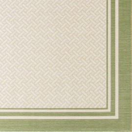 Gertmenian Indoor Outdoor Area Rug, Classic Flatweave, Washable, Stain & UV Resistant Carpet, Deck, Patio, Poolside & Mudroom, 8x10 Ft Large, Simple Border, Green Teal Tan, 22907