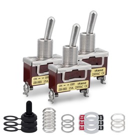 Innfeeltech 3 Pcs Toggle Switch, 20A 125V 15A 250V, 1021 SPST, 2 Terminal pin, On/off, 2 Position Metal High Performance Rocker Switch with 3 Waterproof Cap