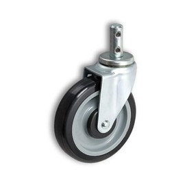 5" Rear Swivel Caster Wheel for Shopping Cart – 11/16" x 1-11/16" 2 Bolt-Holed Stem – Blue Polyurethane