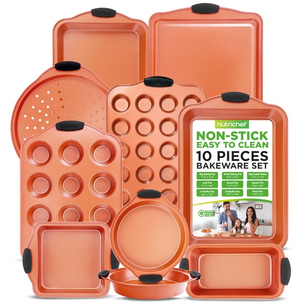 NutriChef 10-Piece Nonstick Baking Pan Set - Premium Carbon Steel