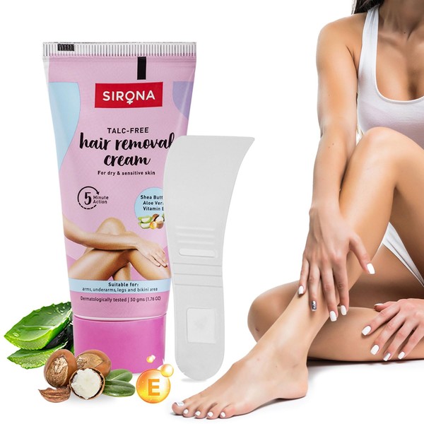 Sirona Hair Removal Cream, Sensitive Skin for Women - 1.76 Fl Oz | with Aloe Vera, Vitamin E & Shea Butter | Ideal for Bikini Line,Underarm, Legs