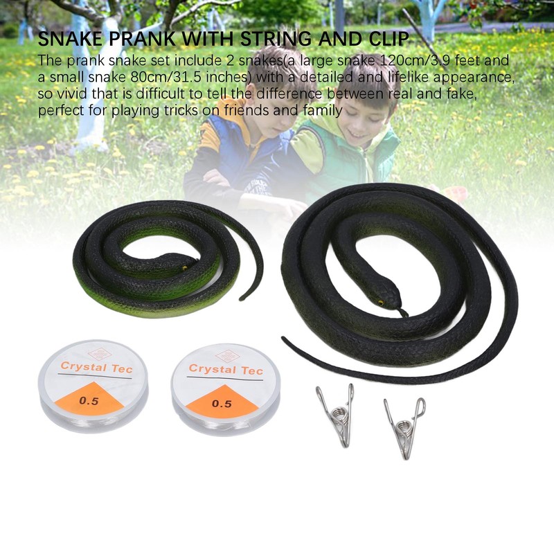 2 Set Snake Prank with String Clip Lifelike Adult Clip