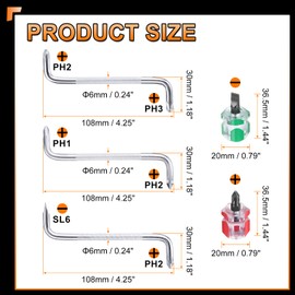 sourcing map 5pcs Offset Screwdriver Set PH3/PH2 PH2/PH1 PH2/SL6 Phillips Slotted Head Right Angle 90 Degree Screw Driver Double Ended Z-Type Hand Tool with Mini Screwdrivers