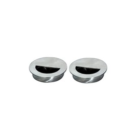2 Packs Stainless Steel Recessed Door Pull Handles 6 cm Circular Half Moon Pulls with Hidden Screws Flush Finger Sliding Cabinet Handle for Wardrobe, Drawer, Closet