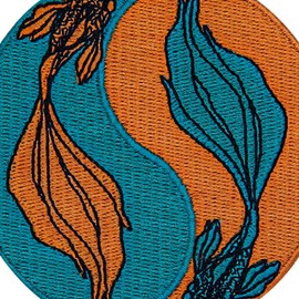 Ying Yang Koi Fish Patch Embroidered Applique Badge Iron On Sew On Emblem