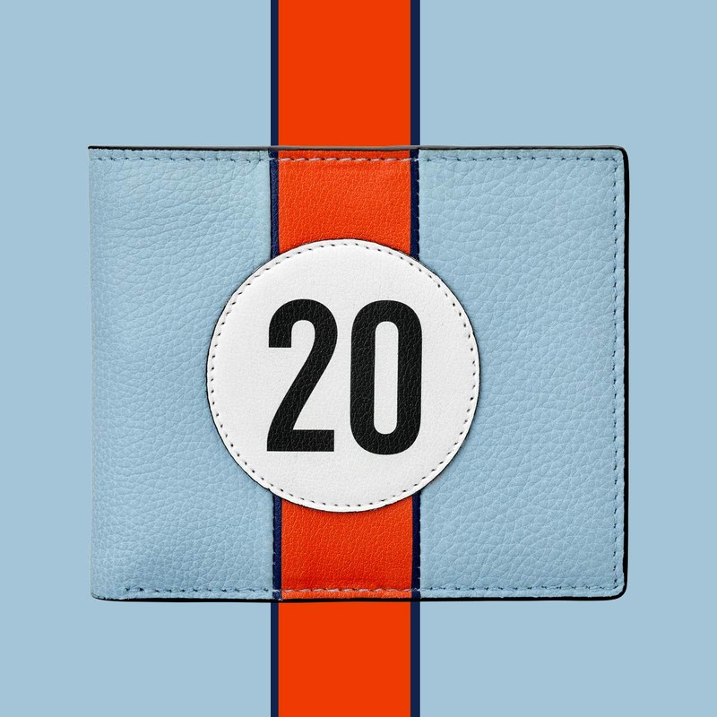 Yoshi Race Car Livery #20 Men's Leather Wallet, Genuine Blue