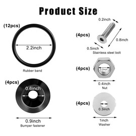 KVAEY Bumper Quick Release, JDM Front Rear Bumper Fasteners with Stainless Steel Screw Rubber O-Ring Washers, Universal Car Bumper Quick Release Tabs Trunk Bend Fenders Holders Kit (Black)