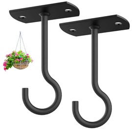 ASZUNE ASZUNE Ceiling Hooks for Hanging Plants,2Pack 4in for Plants,Lights,Planters,Lanterns,Hanging Bird Feeders,Wind Chimes,Indoor&Outdoor Decoration Black