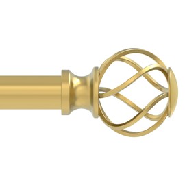VOIIY Curtain Rods for Windows 66 to 120 Inch(5.5-10 Feet),3/4" Diameter Gold Drapery Rods with Twisted Cage Finials,Size:36-120 Inch