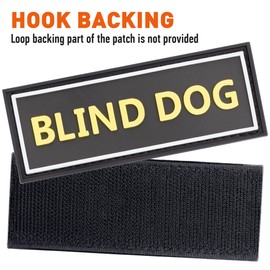 Dogline Blind Dog Patches for Harnesses and Vests – Removable 3D Rubber Patches with Hook Backing – for Small Medium or Large Dogs, 2"x 6" - 1 Patch