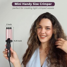 ORYNNE - Crimpador de pelo pequeño, rizador de ondas de playa de 1/2 pulgada, mini ondulador de pelo para cabello corto y largo, hierro de rizado de 3