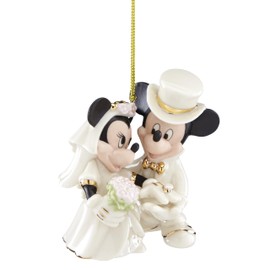 Lenox Ornaments, Minnies Dream Wedding Ornament, Hand-Painted Ivory Porcelain, 24K Gold Accents, Christmas Decorations, Christmas Decor, Tree Ornaments, Winter Ornament, Mickey Mouse Design (1 Piece)