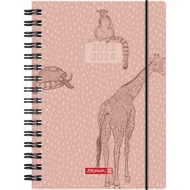 BRUNNEN School Calendar "Wild Animals" 2023/2024 1 Page = 1 Day A5 Pink