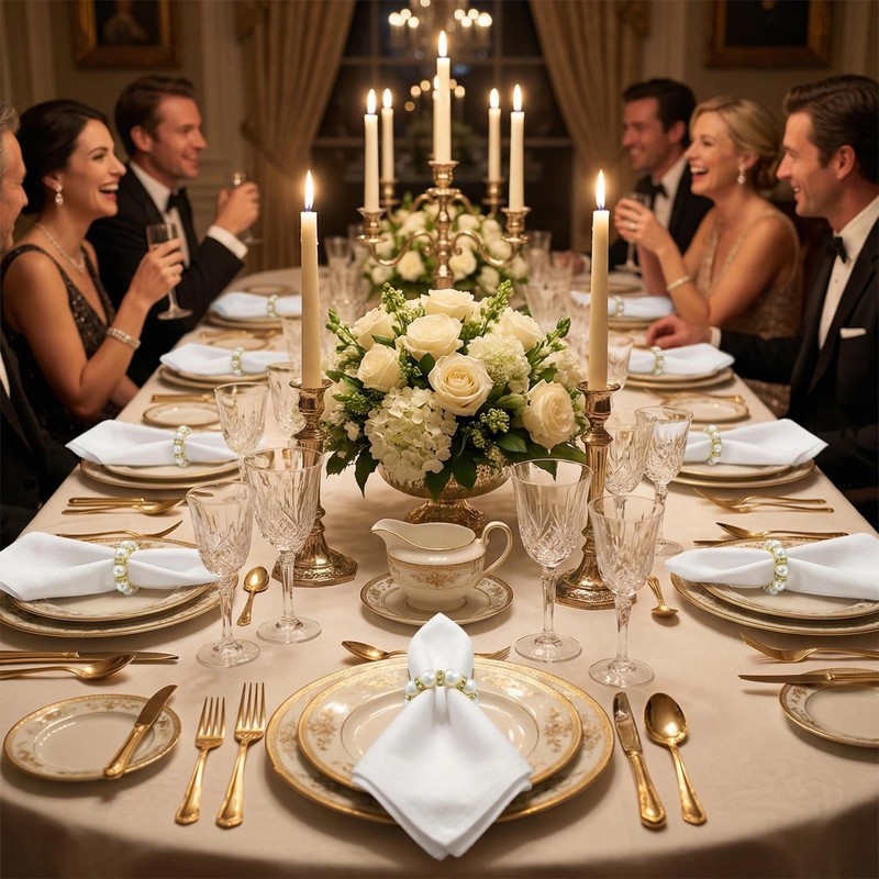 100-Pack Imitation Pearl Napkin Rings, Elegant Table Serviette Buckles, Delicate