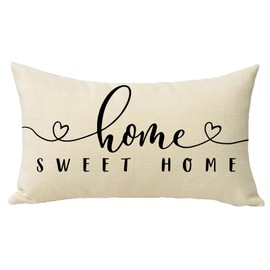 Fjfz Home Sweet Home Lumbar Decorative Throw Pillow Cover 12 x 20