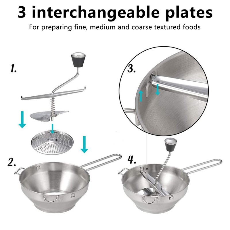 Stainless Steel Food Mill Manual Jams Masher Vegetable Fruit Potato